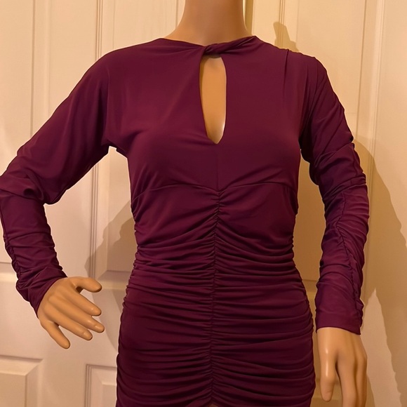 Lola and Sophie long sleeved plum top plunge neckline . Fitted waist/hips sz M - Picture 2 of 5